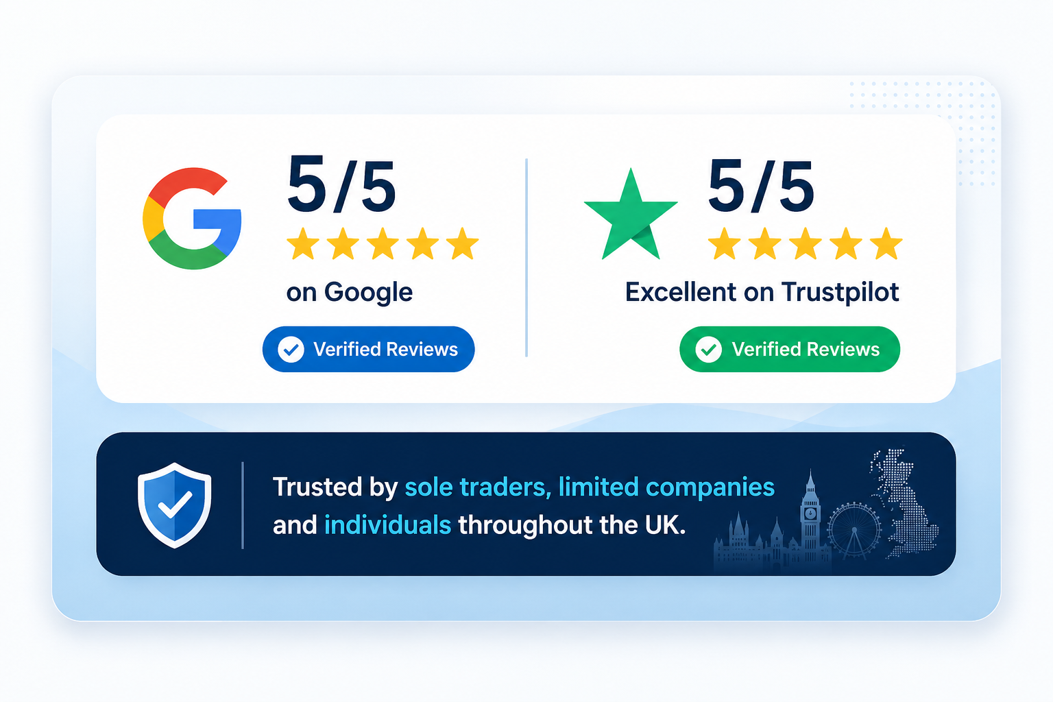 5/5 on Google Excellent on Trustpilot